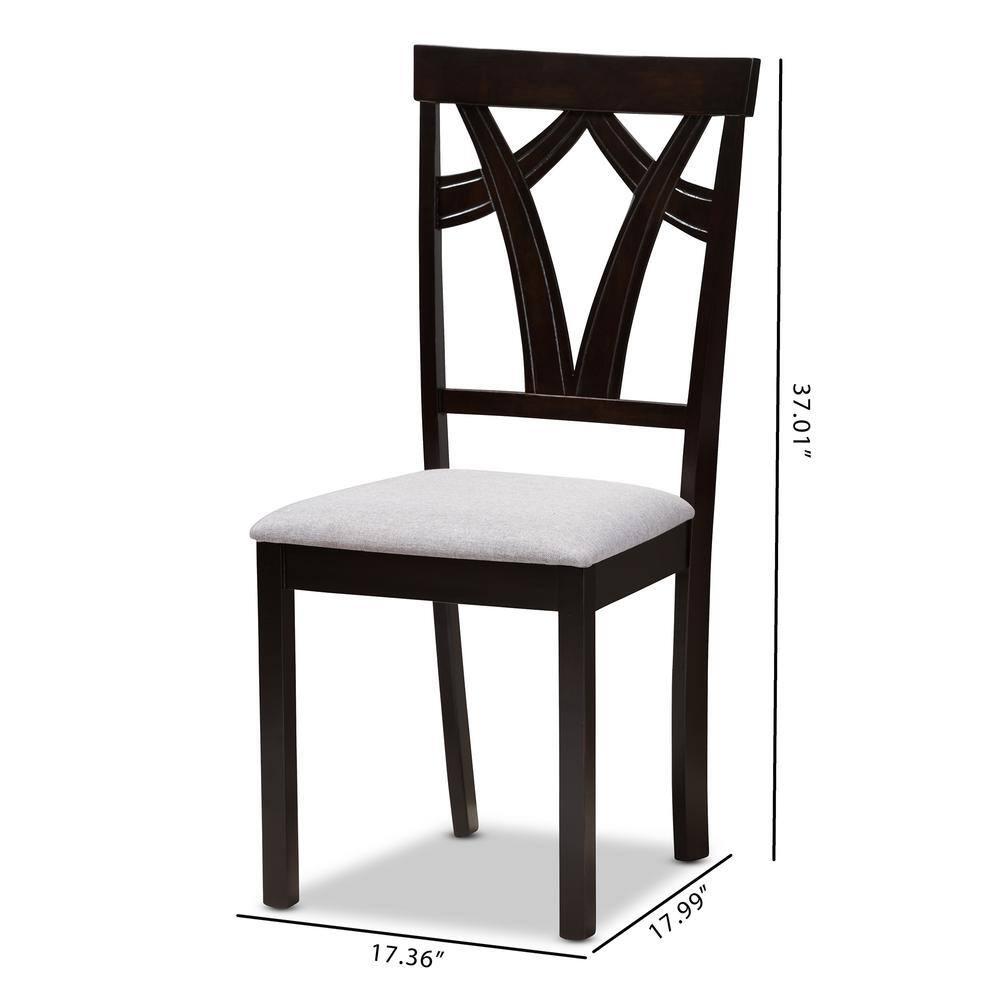Set of 2 Sylvia Modern And Contemporary Fabric Upholstered And Finished Dining Chairs Gray/Dark Brown - Baxton Studio