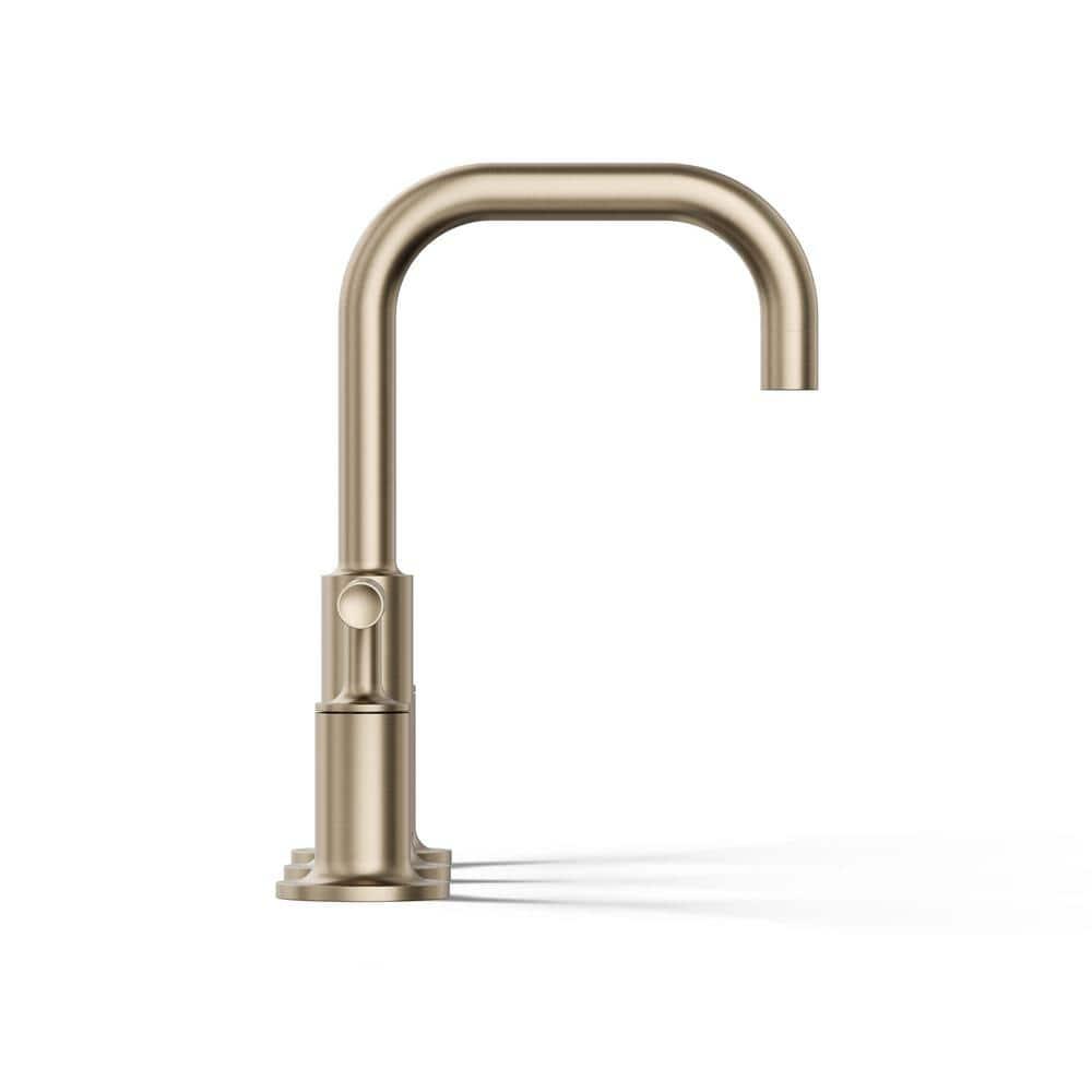 Purist® Widespread Faucet with Drain Assembly Low Lever Handles and Low Gooseneck Spout