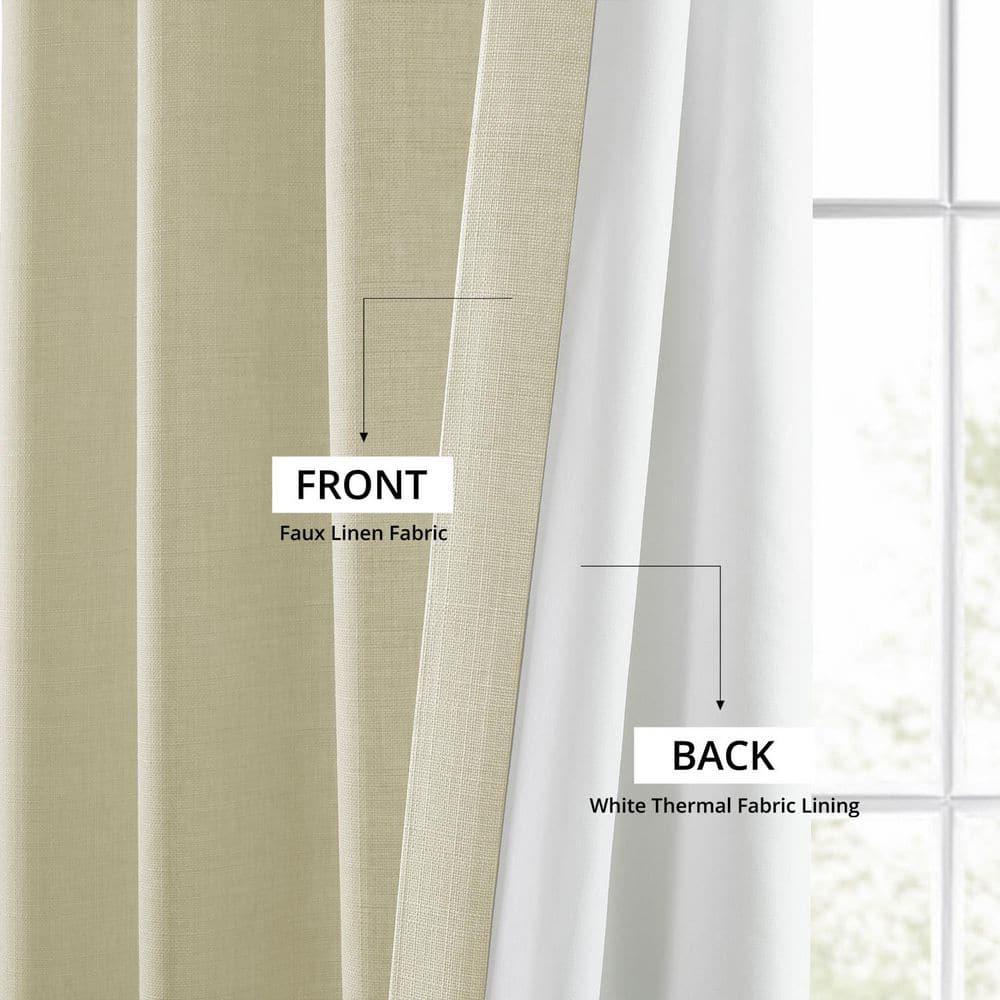 Half Price Drapes Gravity Ivory Italian Faux Linen Room Darkening Curtains (1 Panel), 50W X 108L