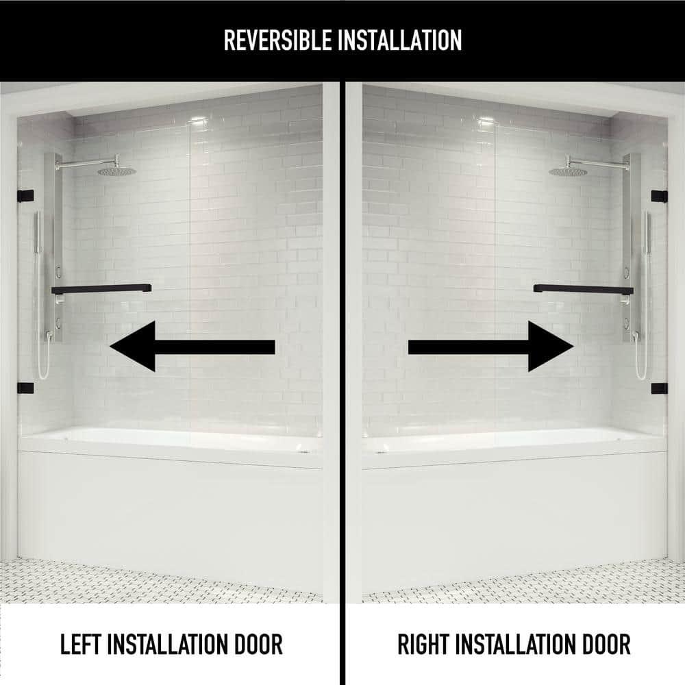 Rialto 34" W x 58" H Hinged Frameless Tub Door with with 5/16" Glass