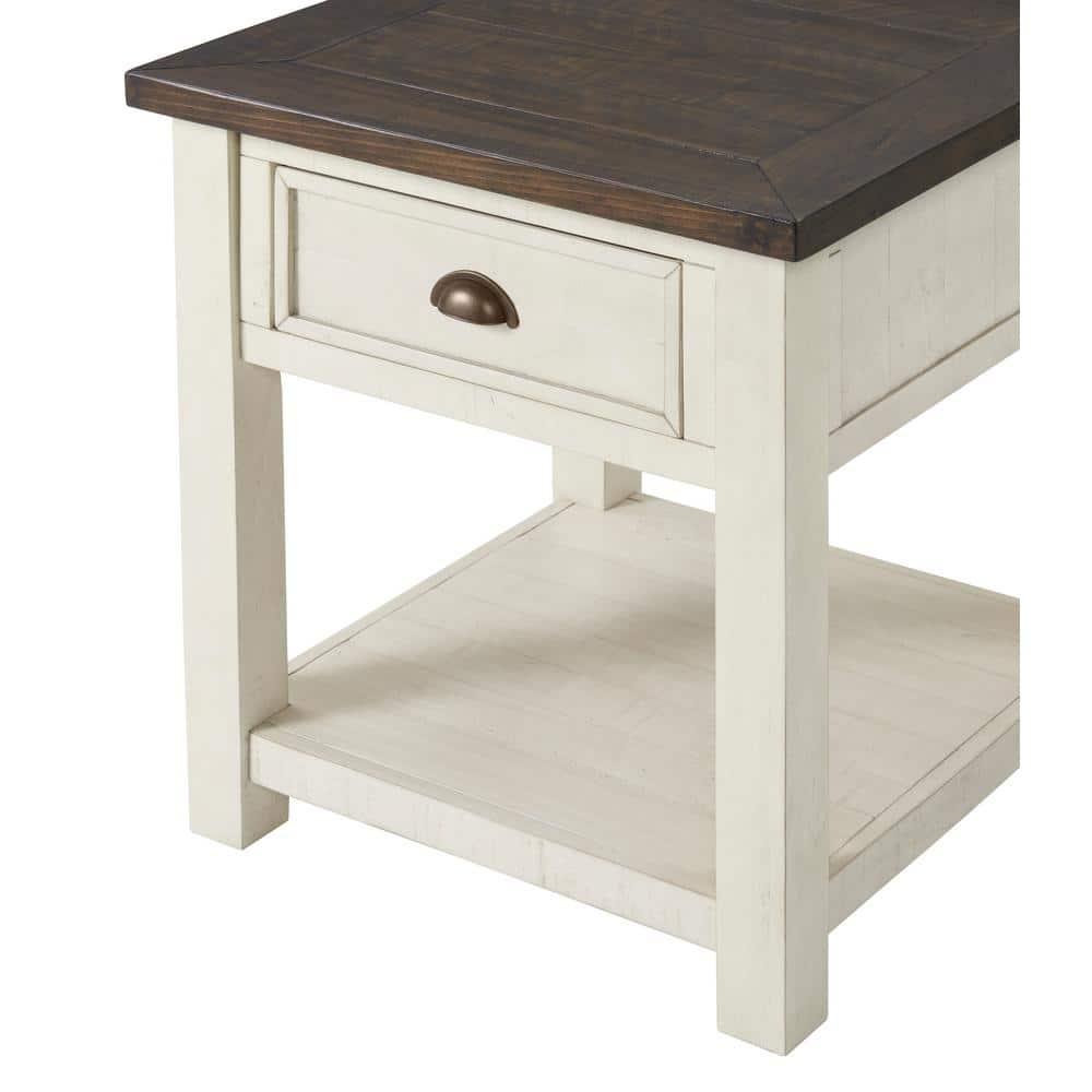 Martin Svensson Home Monterey End Table, Cream White and Brown