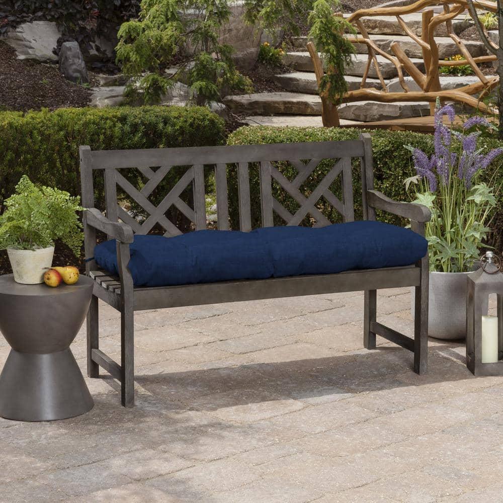 48 in. x 18 in. Rectangular Outdoor Plush Modern Tufted Bench Cushion, Sapphire Blue Leala