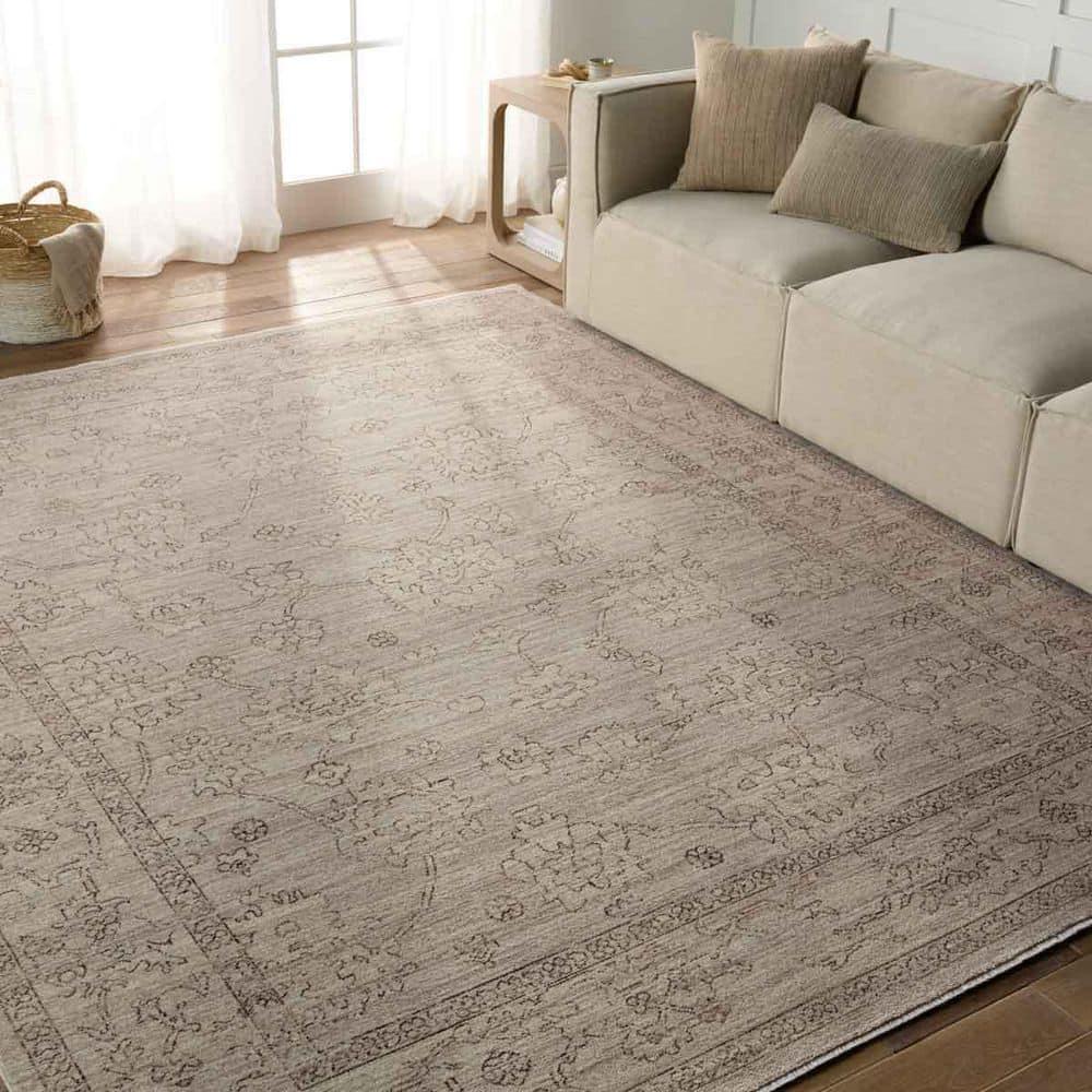 Bungalow Rose Floral Machine Woven Polyester Area Rug in Beige/Brown