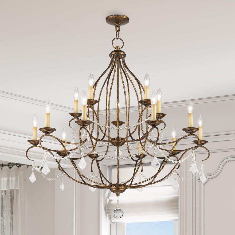 Livex Lighting Chesterfield Chandelier in Hand Applied Venetian Golden Bronze
