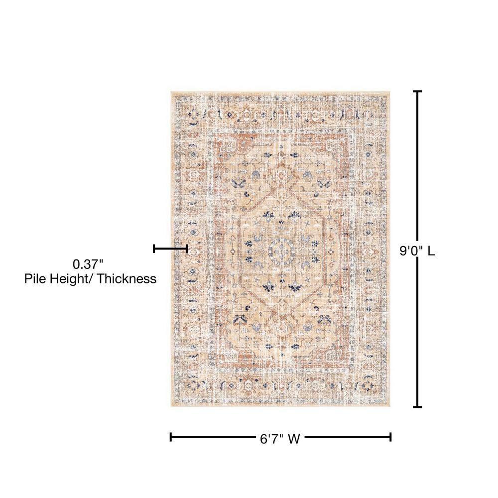 Nuloom Jacquie Oriental/Persian 7x9 Indoor Area Rug for Living Room Bedroom Dining Room Kitchen, Gold/Ivory