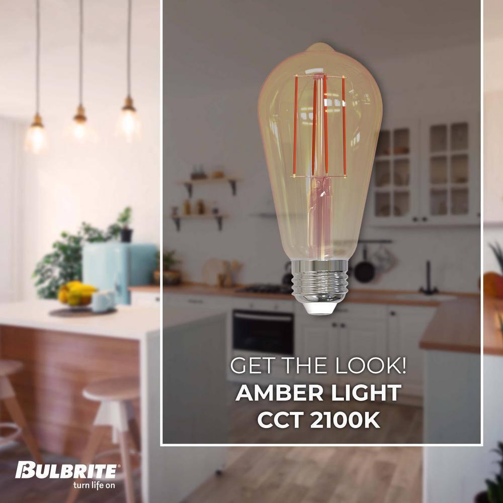 Bulbrite Industries 861410 60 Watt Equivalent, ST18 LED, Antique Dimmable Light Bulb, (2200K) E26/Medium (Standard) Base (Set of 2)