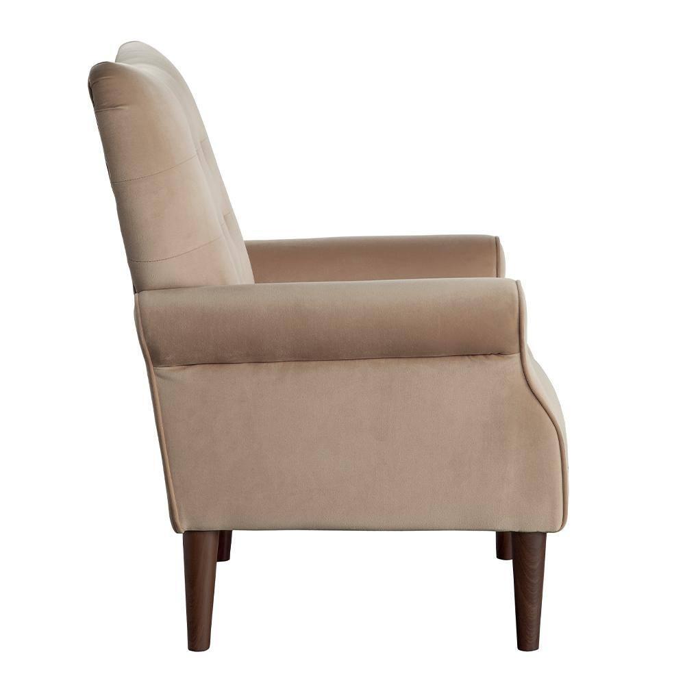 Lexicon Kyrie Solid Wood and Velvet Upholstered Accent Chair in Brown