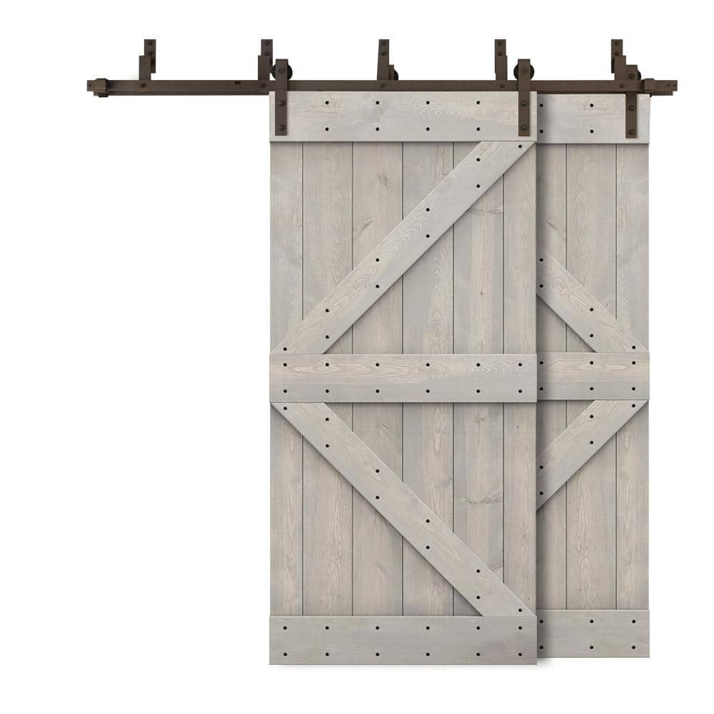 Calhome 84'' Solid Wood Paneled Painted with Installation Hardware Kit Barn Door