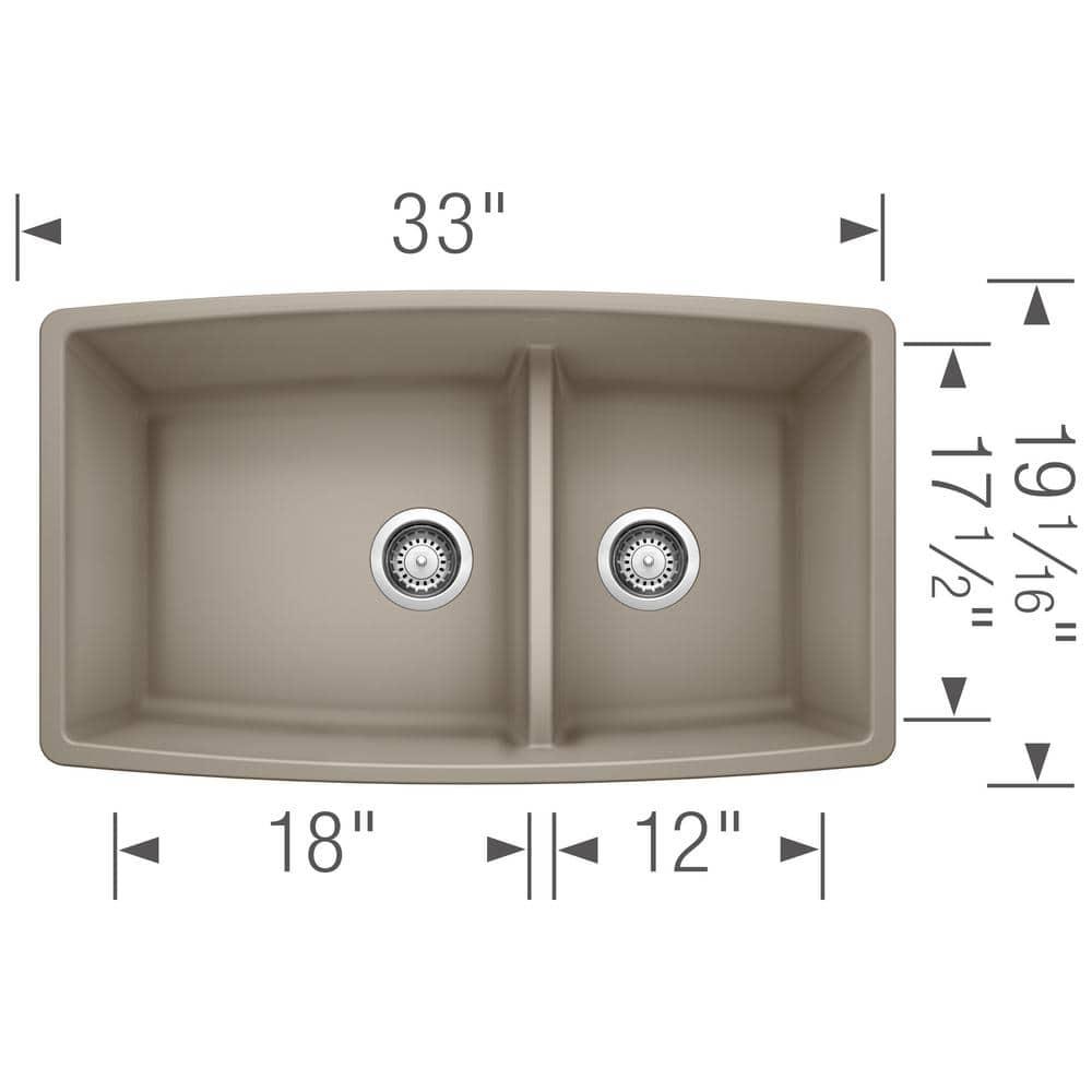 Performa SILGRANIT 33" L x 19" W Double Bowl Undermount Kitchen Sink