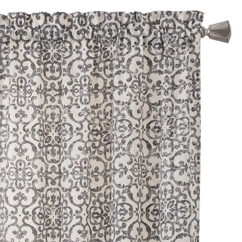Pairs to Go Brockwell Distressed Medallion Rod Pocket Curtains, 28” x 63” (2 Panels)