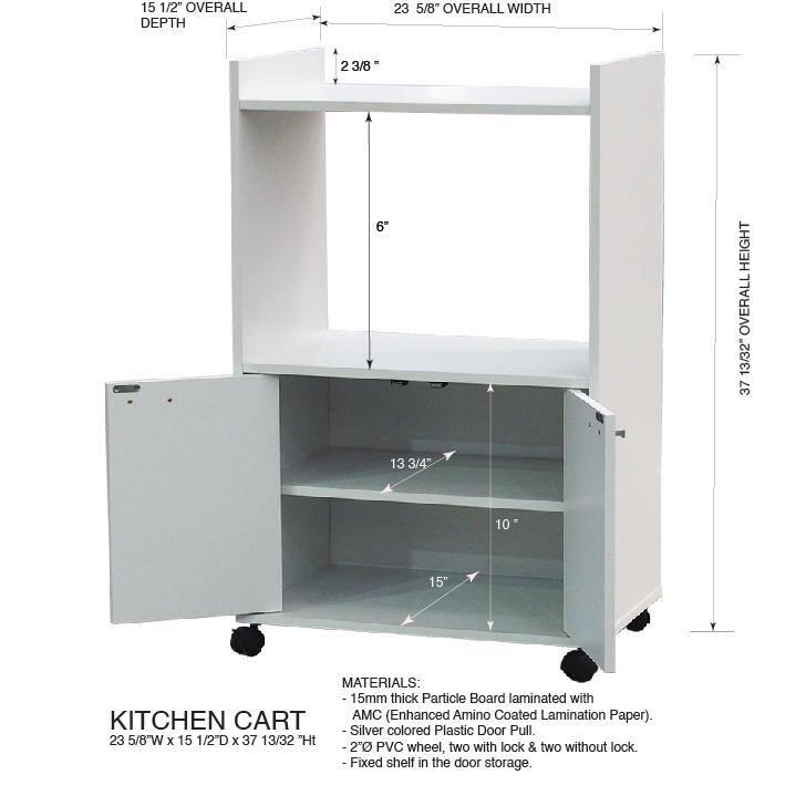 Kings Brand Furniture  Ayla 2-Door Kitchen Microwave Cart with Shelfs for Storage, White