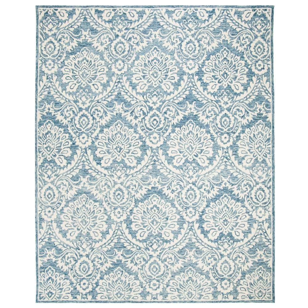 Blossom BLM106 Hand Tufted Indoor Area Rug - Blue/Ivory - 8'x10' - Safavieh