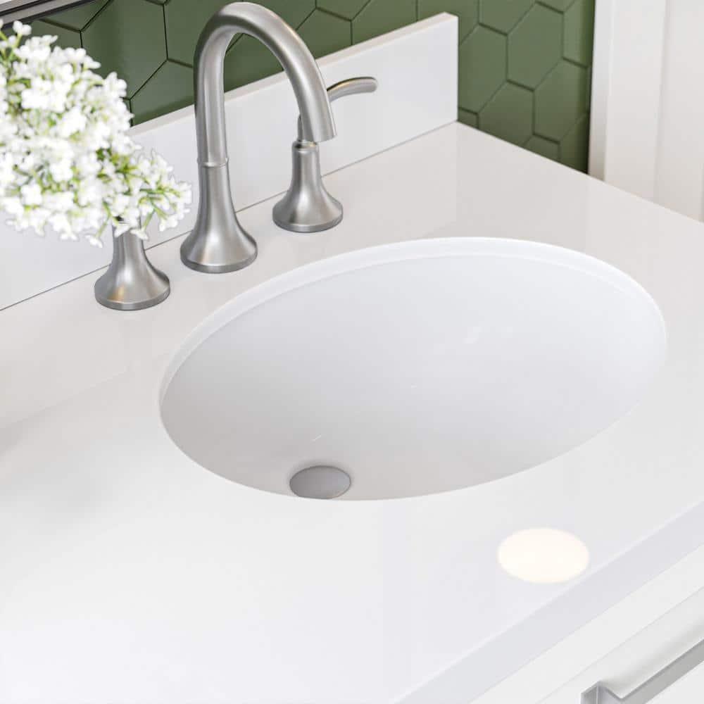 Ariel Monrow 67 Inch Double Oval Sink Bathroom Vanity With Pure White Quartz Countertop