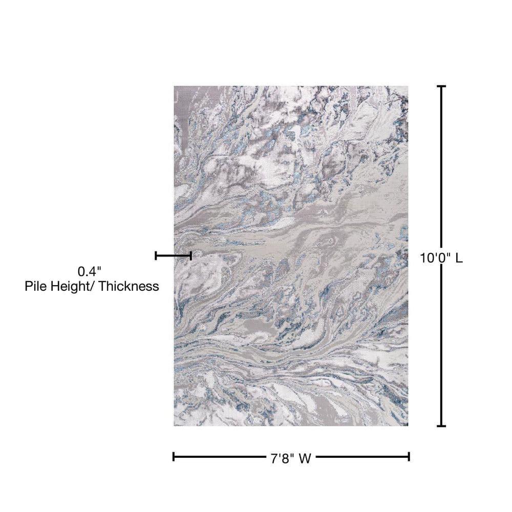 8'x10' Swirl Marbled Abstract Area Rug, Gray/Blue - JONATHAN Y