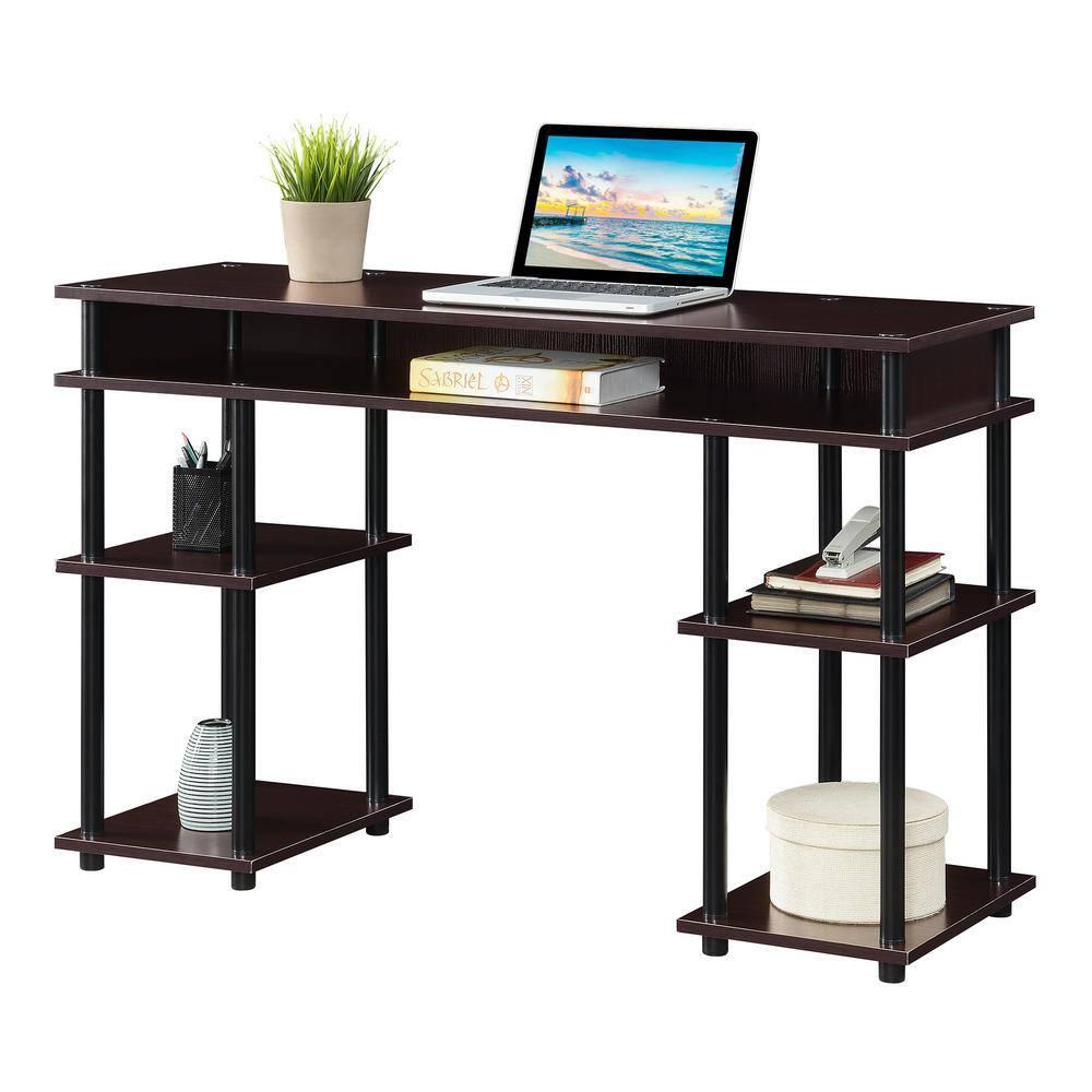 Convenience Concepts Designs2Go 30 inches Tall No Tools Student Desk with Shelves, Espresso/Black