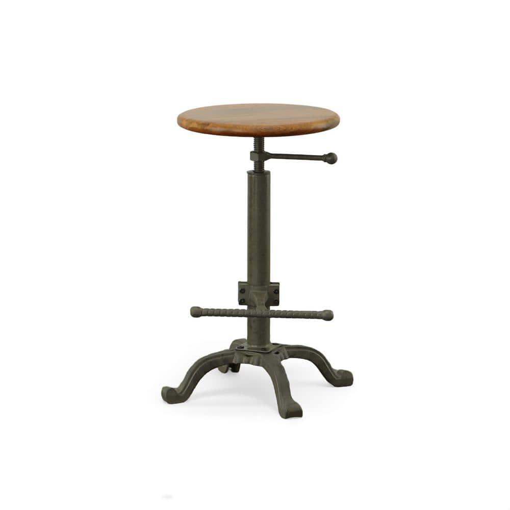 Carolina Living Jackson Adjustable Barstool Metal/Chestnut: Round, Backless, 250lb Capacity, Rustic Style