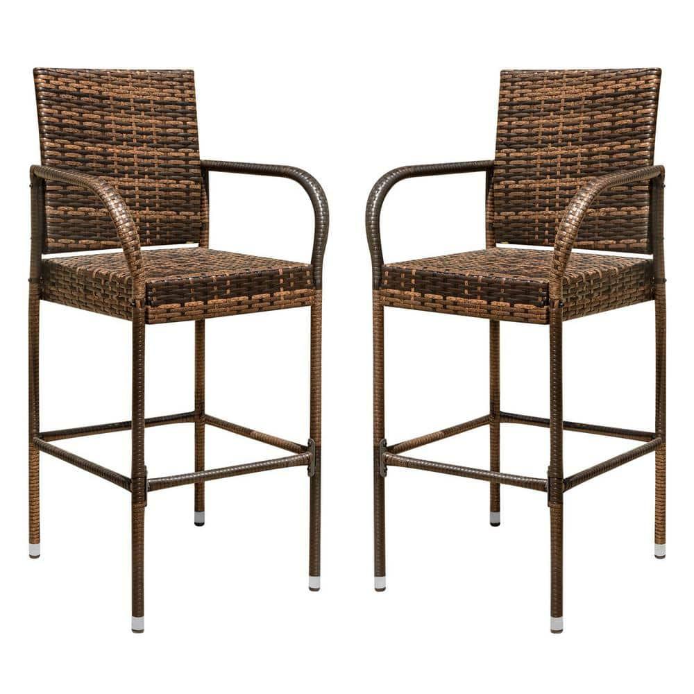 Chillrest Rattan Wicker Outdoor Bar Stool 2 Pack