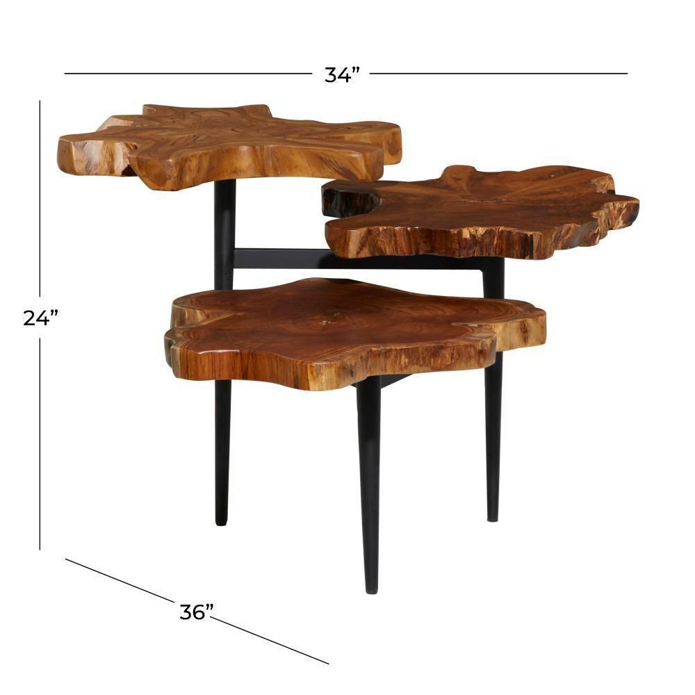 Rustic Teak Wood Accent Table Dark Brown - Olivia & May: Handcrafted, No Assembly Required