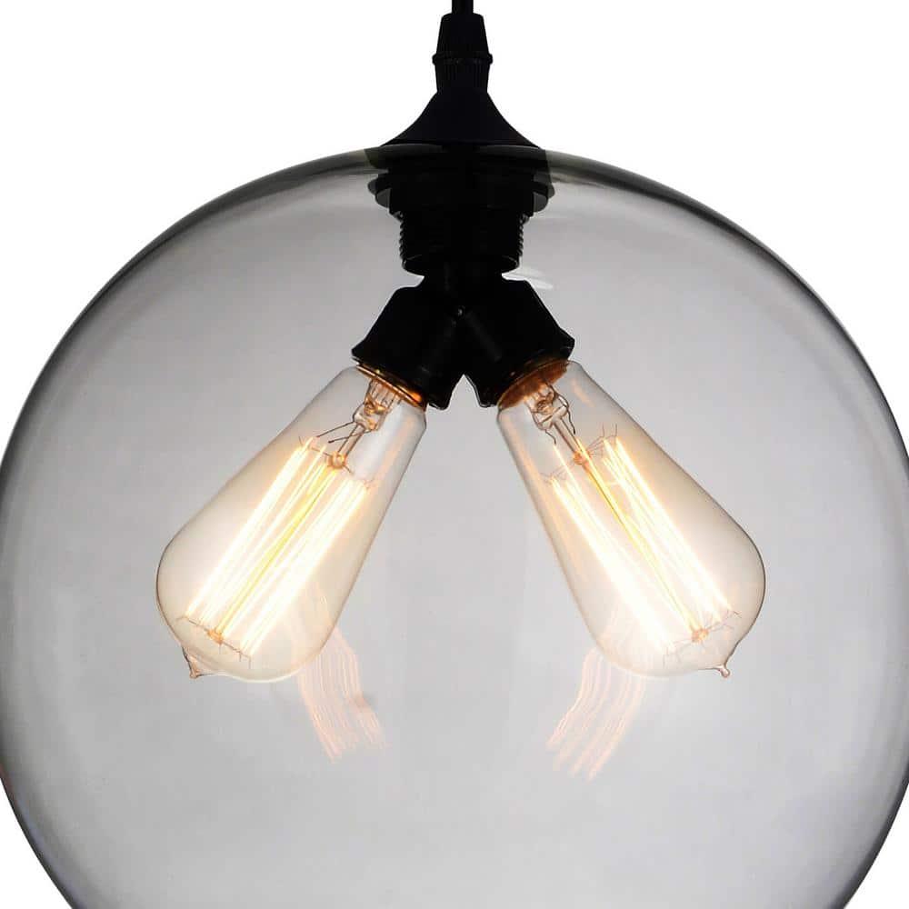 CWI Lighting 2 Light Contemporary Glass Mini Pendant in Black Smoke