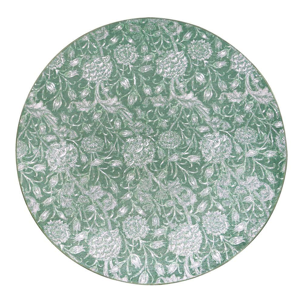 Kalini Green Floral Round Washable Synthetic Area Rug