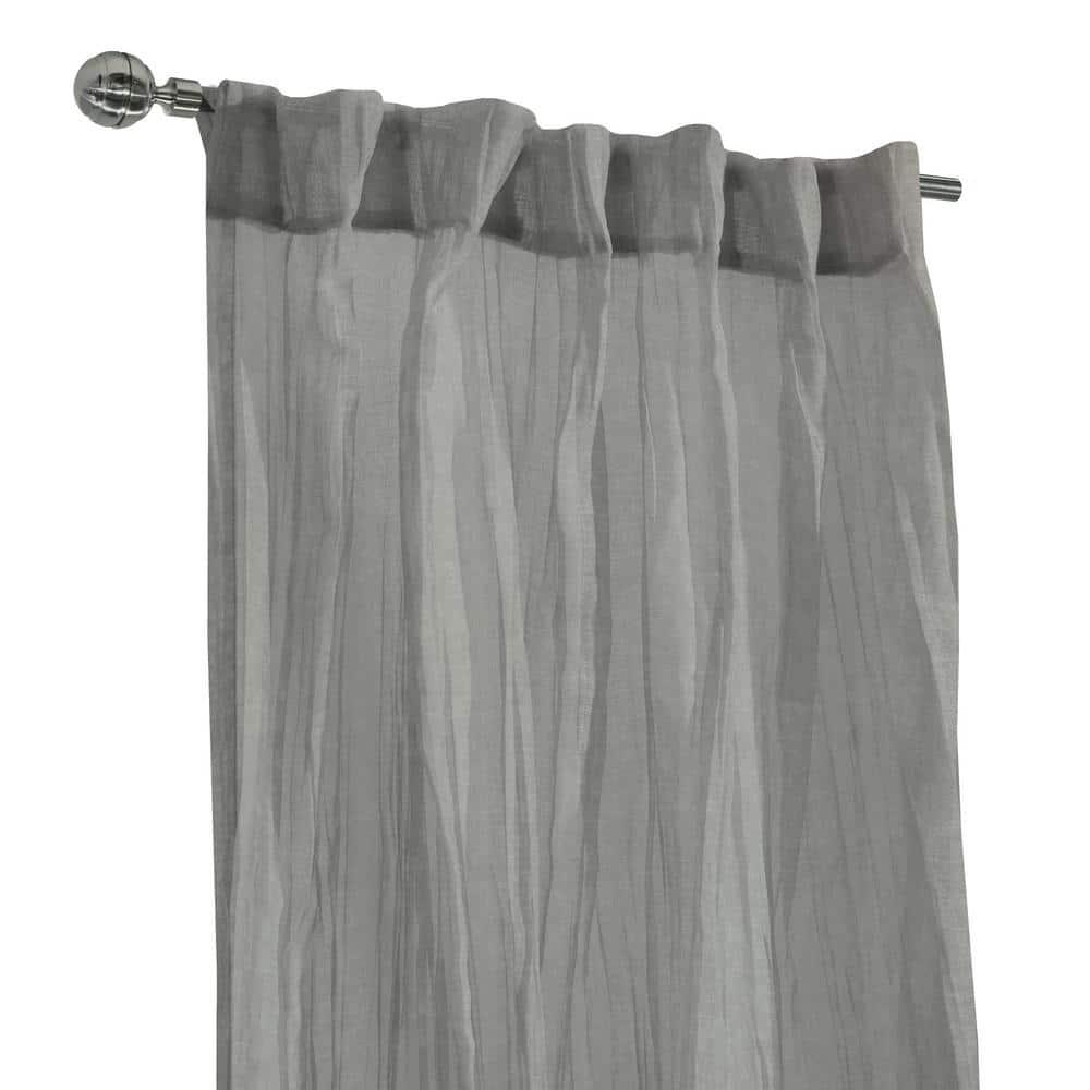 Habitat Paloma Sheer Dual Header Stylish and Functional Curtain Panel 52" x 108" Grey
