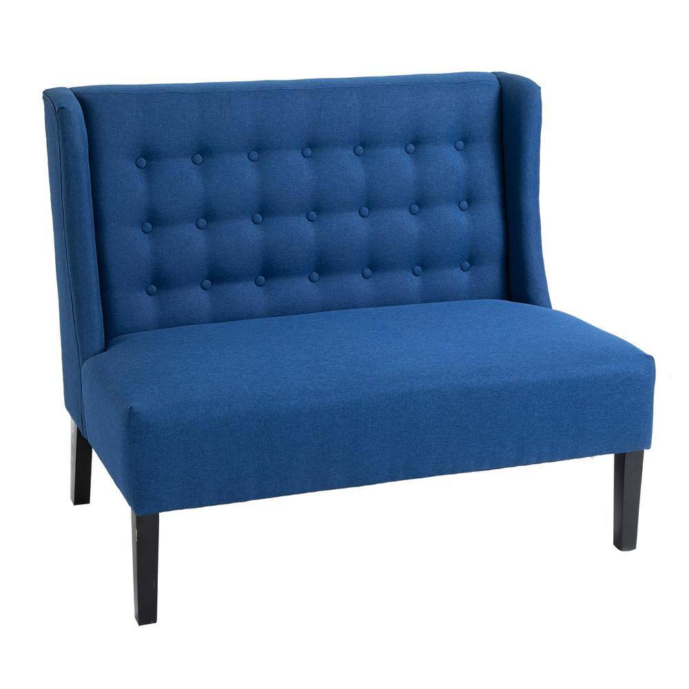 HOMCOM Tapicería de Tela de Lino Sofá Doble Sofá de Dos Plazas Capitoné Sofá sin Brazos Muebles de Salón con Patas de Madera