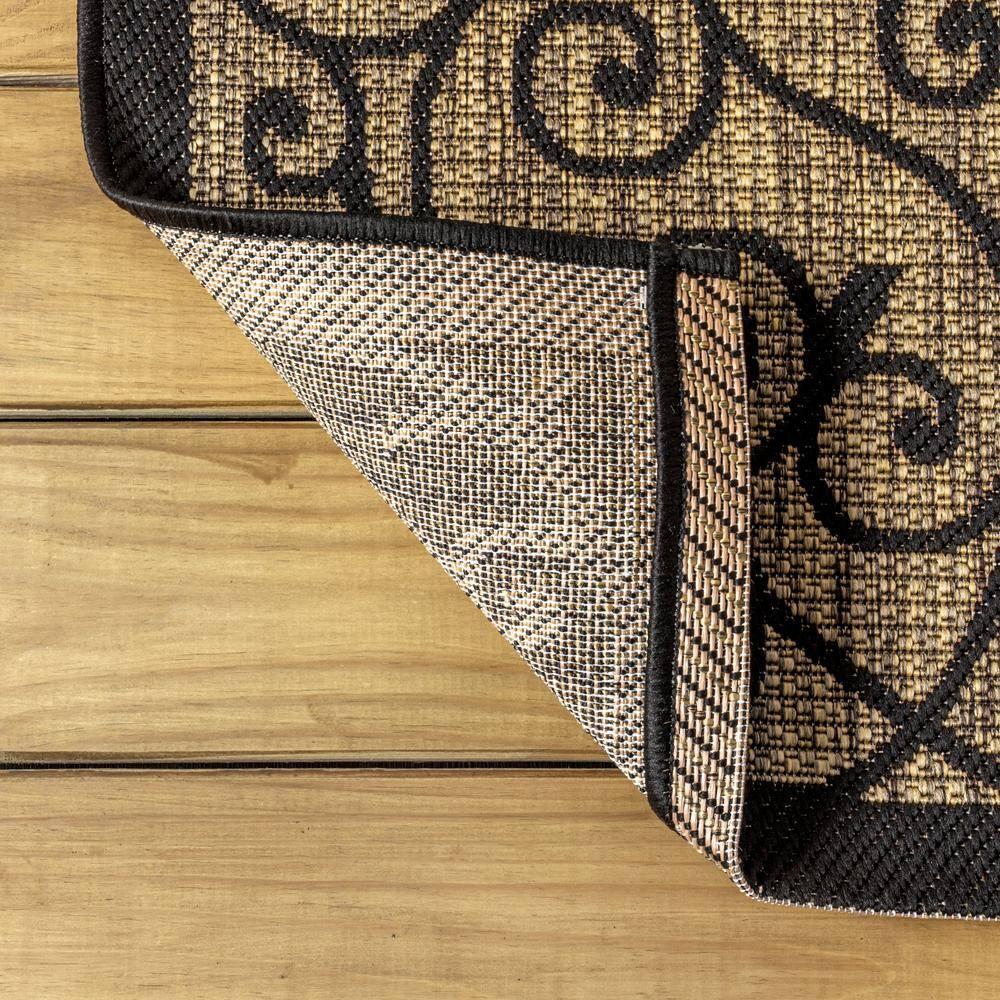 2'x8' Madrid Vintage Filigree Textured Weave Indoor/Outdoor Runner Rug, Black - JONATHAN Y