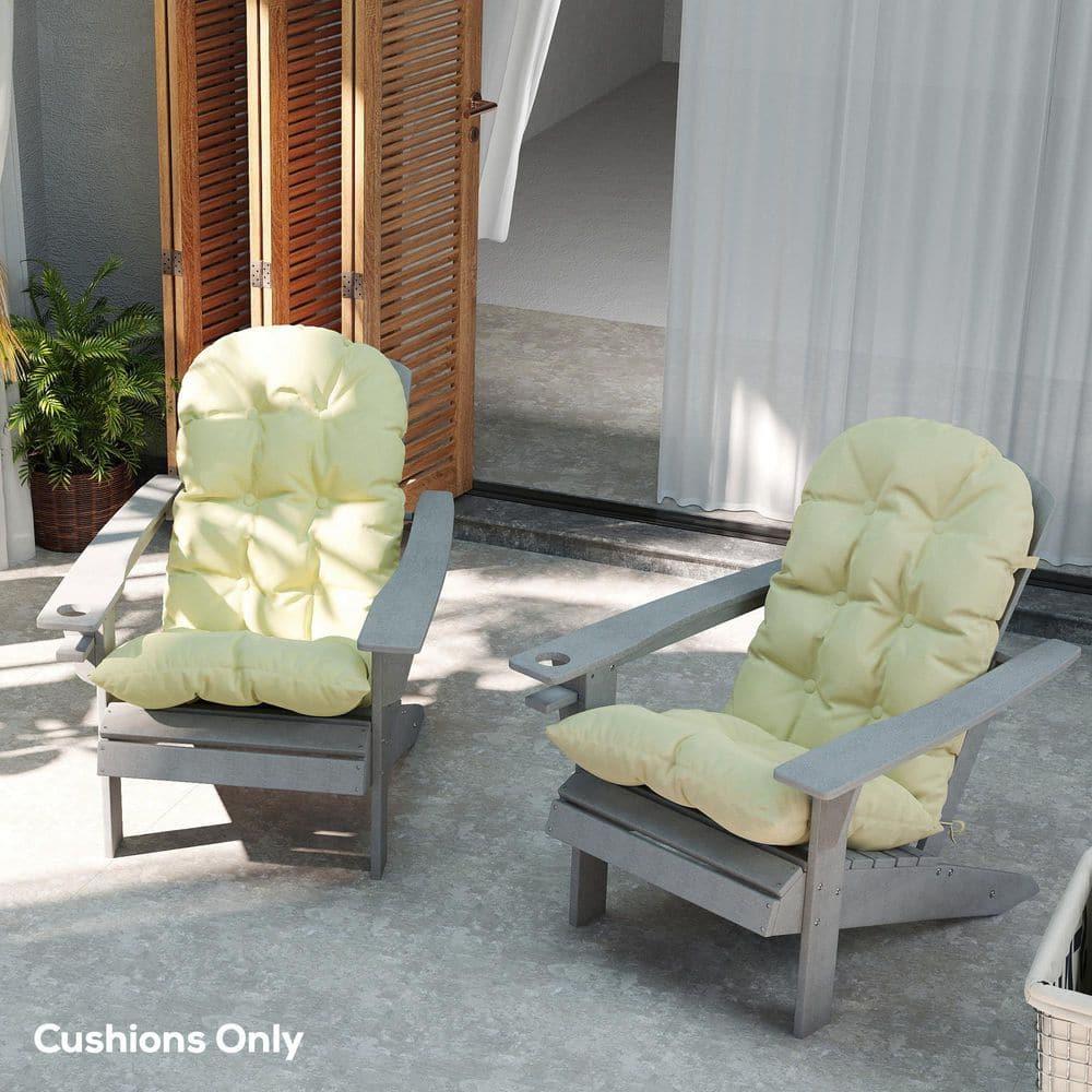 Outsunny Adirondack Chair Cushions Set of 2, Tufted High Back Patio Chair Cushions with Ties, Non-Slip Cushions for Adirondack Chairs, Beige