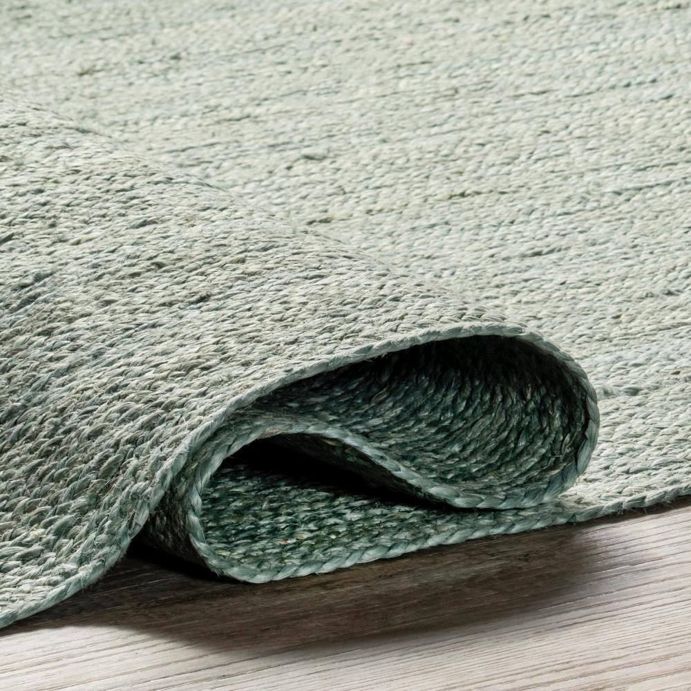 Nuloom 6x9 Rigo Jute Hand Woven Area Rug, Green, Solid Farmhouse Design, Natural Fiber Bedroom, Living Room, Kitchen