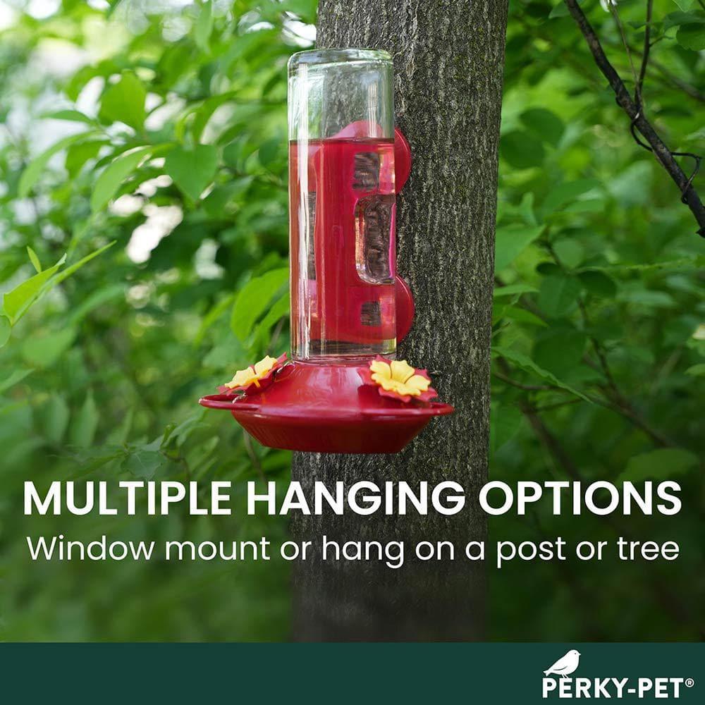 Perky-Pet 455-2 Mounted 445-2 Glass Window Hummingbird Feeder, Red – 14 oz