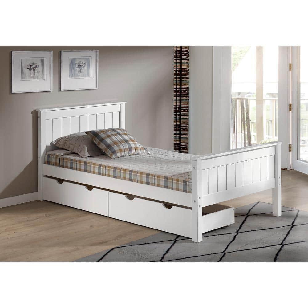 Alaterre Harmony Twin Bed with Storage Drawers, White