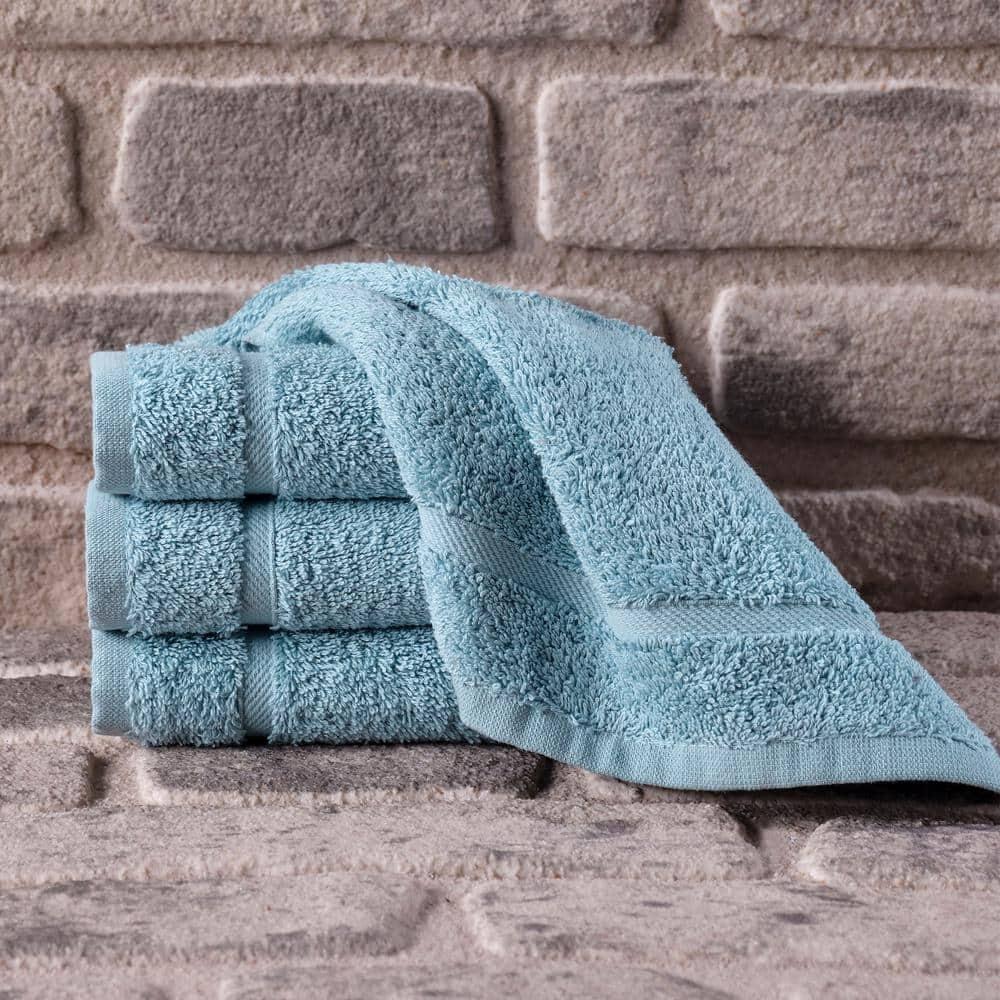 Hawmam Linen Washcloth Linen Set Original Turkish Cotton, Maximum Softness & Absorbency Face Towels for Kitchen & Cleaning (Light Blue)