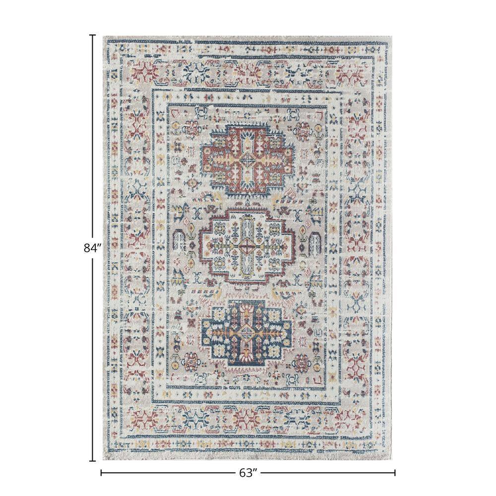 Rugs America Gallagher GL55D Flaxen Sundara Vintage Transitional Red Area Rug for Dining Room Rug Neutral Rug Living Room Rug Kitchen, 5'3"x7'