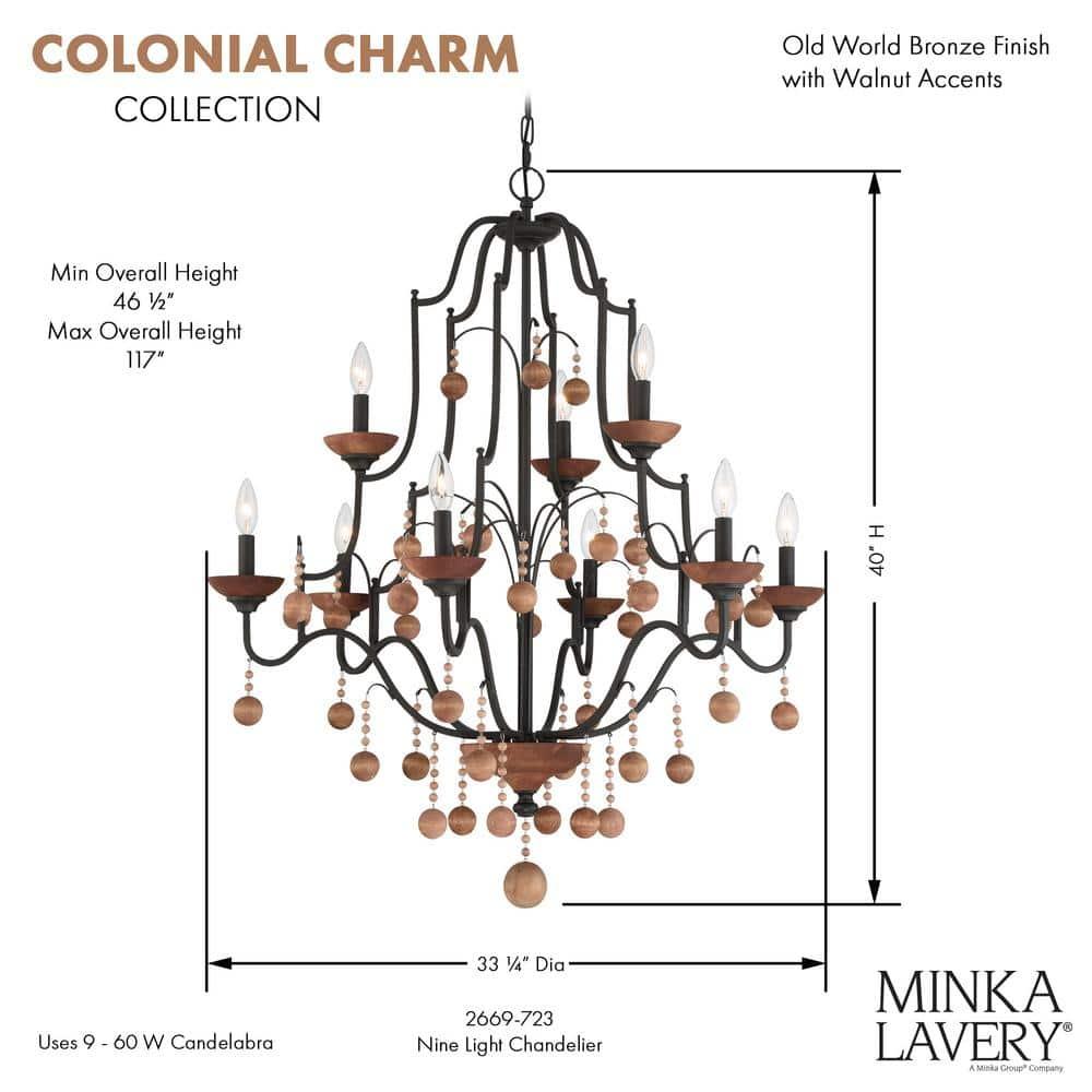 Minka Lavery - Colonial Charm - 9 Light 2-Tier Chandelier-40 Inches Tall and