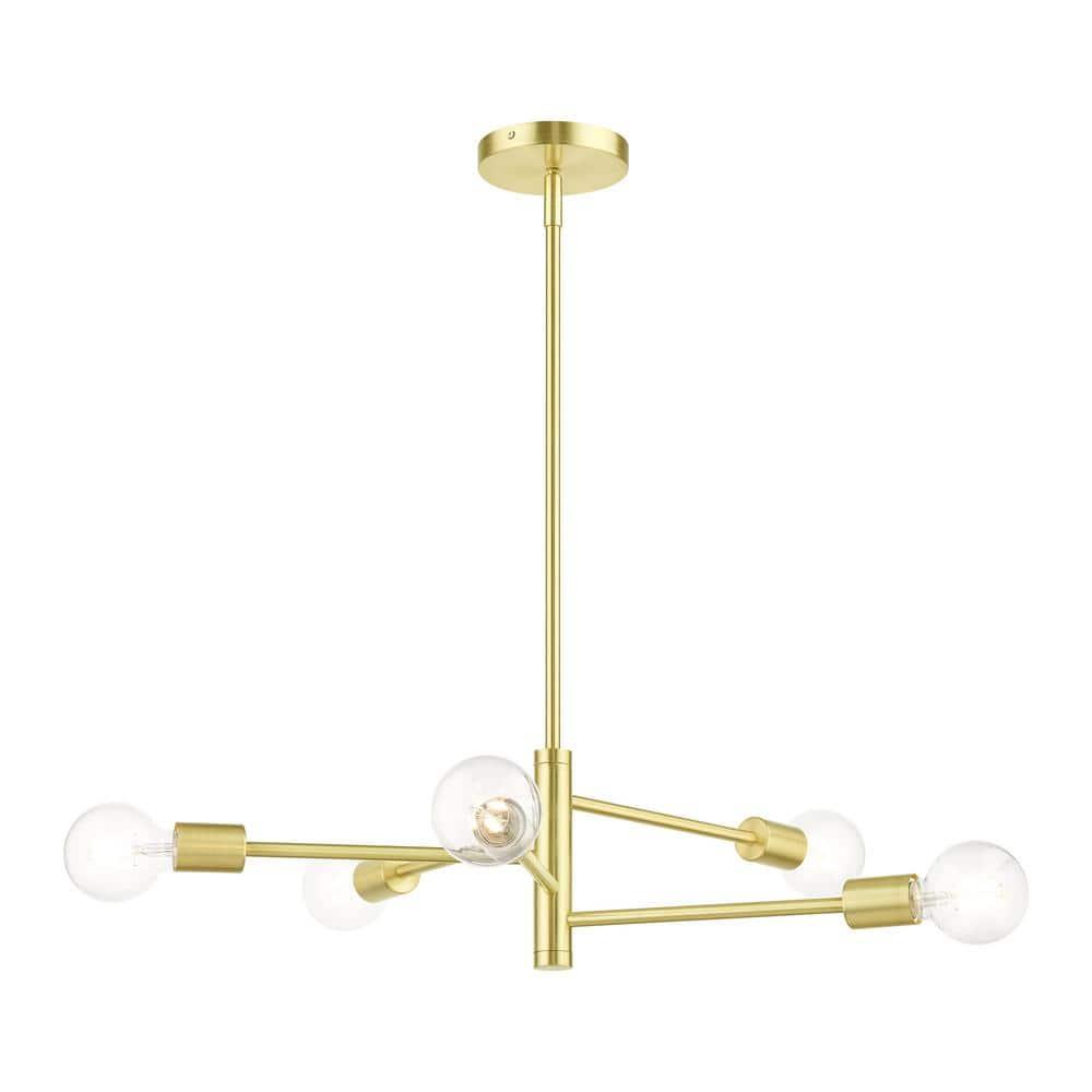 Livex Lighting Bannister 5 - Light Chandelier in  Satin Brass