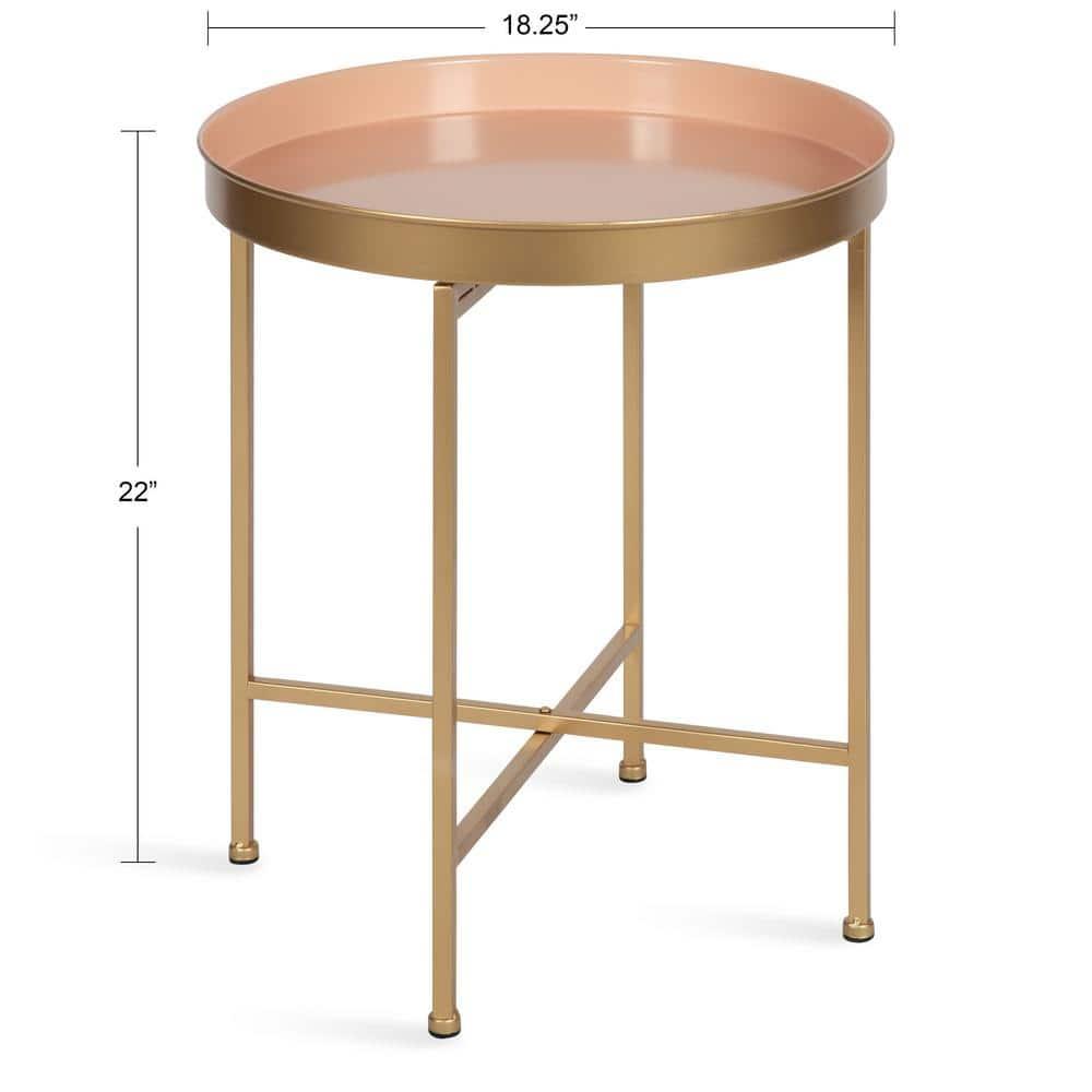 Kate and Laurel Celia Round Metal Side Table, 18.25x18.25x22, Pink and Gold
