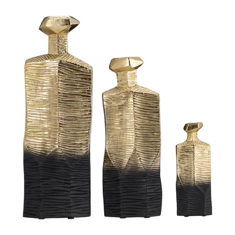 7"Lx4"Wx20"H, Metal Rigged Vase, Gold/Black Finish, Decorative Vase for Centerpieces and Home Decor, Perfect for Bedrooms, Dining Rooms, or Living Rooms