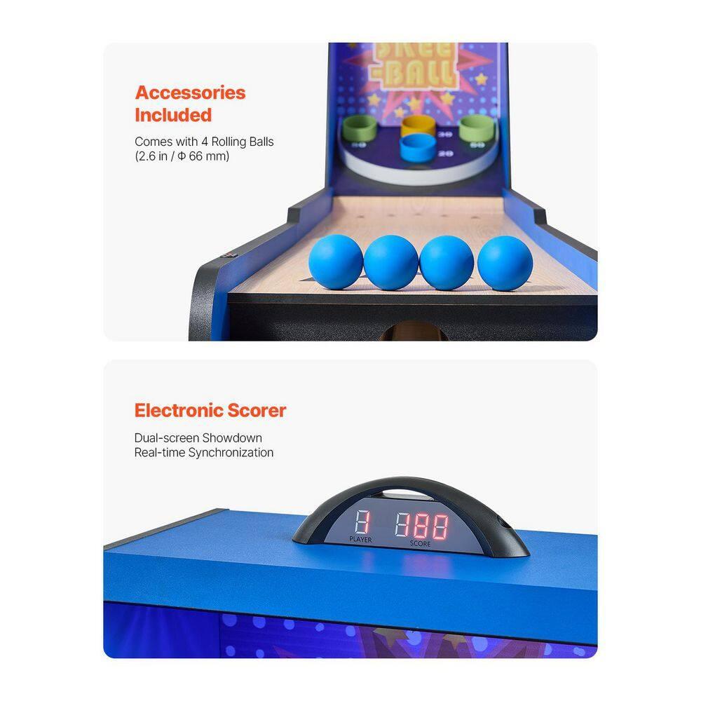 8 ft. Roll and Score Classic Arcade Game Table, Skee Ball Arcade Machine Indoor with Electronic Scorer, Sound, Automatic