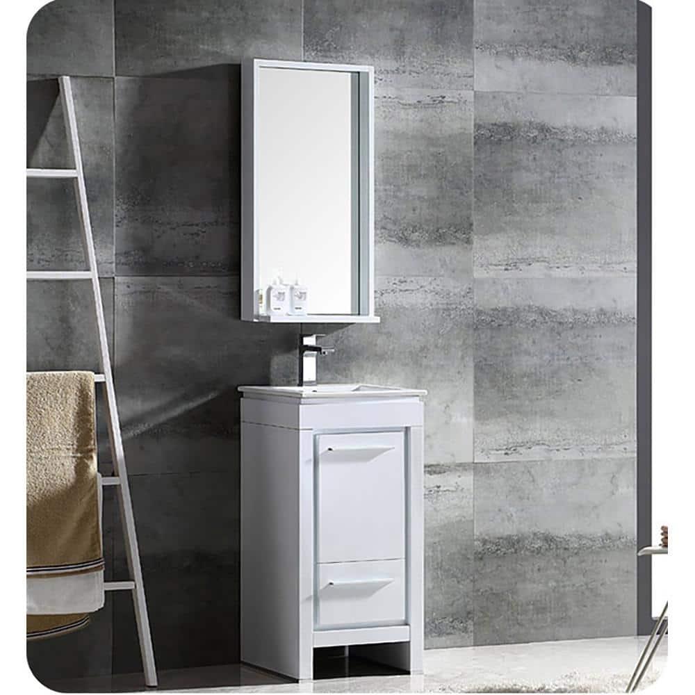 Fresca Allier 16" white Mirror with Shelf