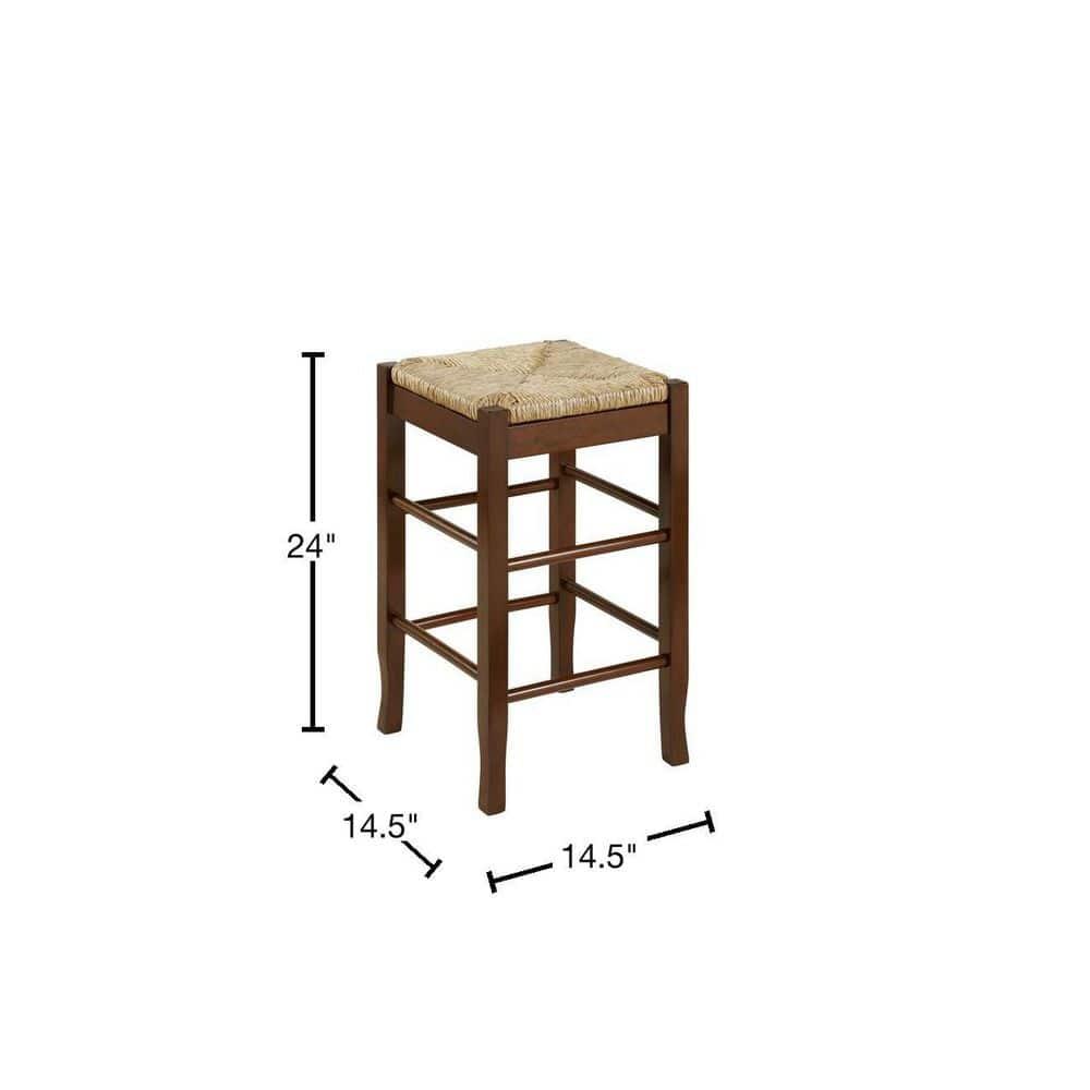 Boraam 24" Rush Seat Hardwood Counter Height Barstool Cappuccino: Solid Wood, Fixed Height, 300lb Capacity