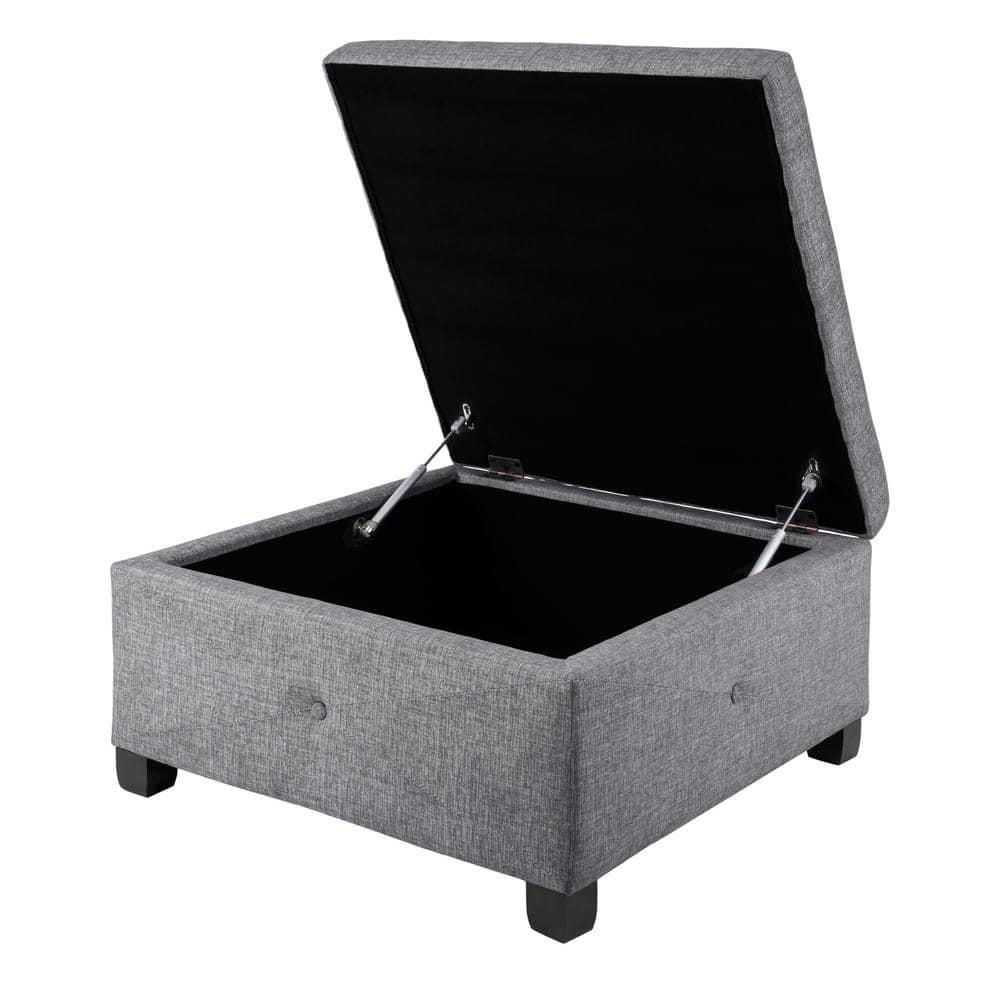 Della Button Tufted Square Storage Ottoman