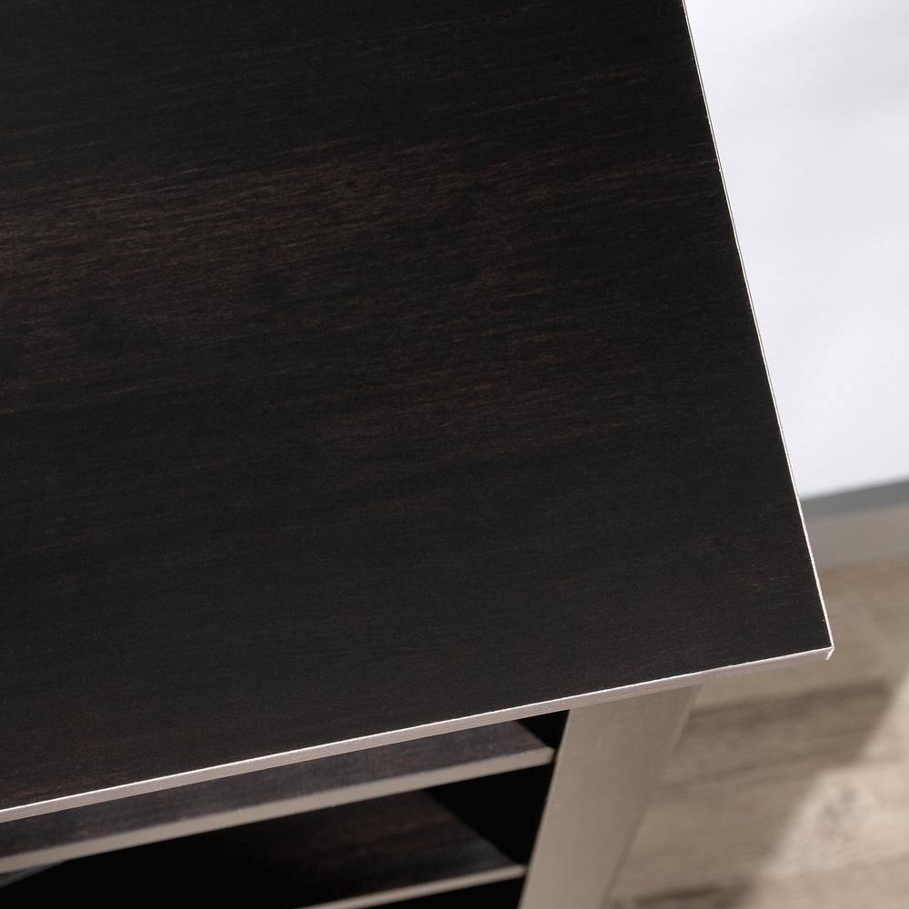 Sauder 70" 5 Shelf Bookcase with Doors Black: Mid-Century Modern, MDF Frame, Vertical Storage