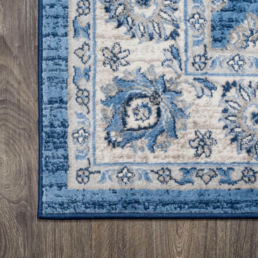 3' X 5' Modern Persian Vintage Moroccan Traditional Area Rug, Blue/Ivory - JONATHAN Y