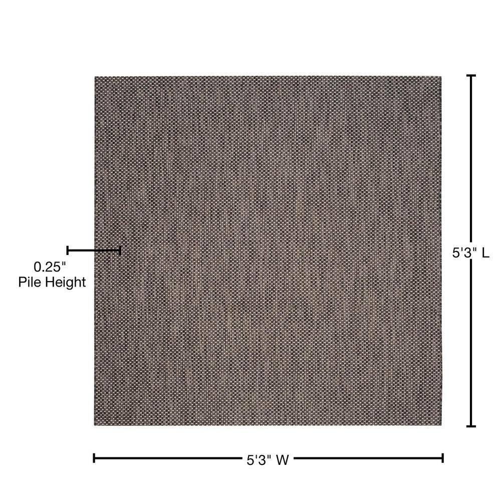 Courtyard CY8521 Power Loomed Indoor/Outdoor Area Rug - Black/Beige - 5'3"x5'3" - Safavieh.