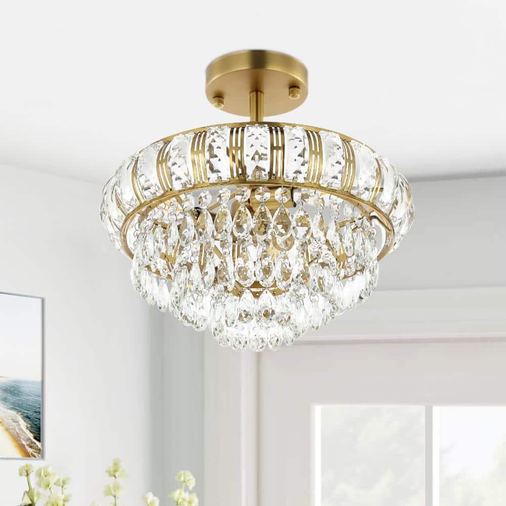 GetLedel 3-Light Empire Crystal Chandelier Gold N/A Gold