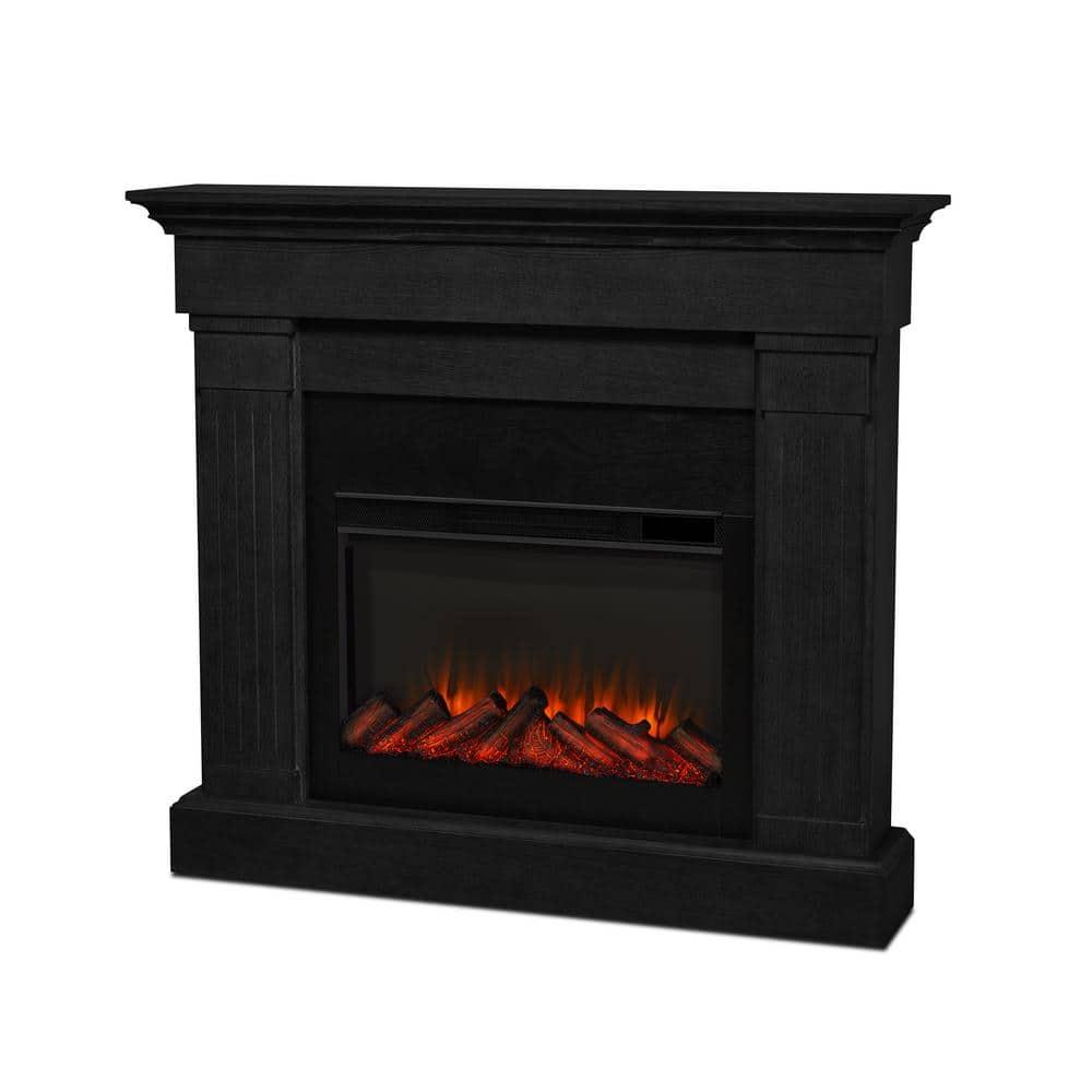 Crawford 48" Slim Electric Fireplace in Black by Real Flame