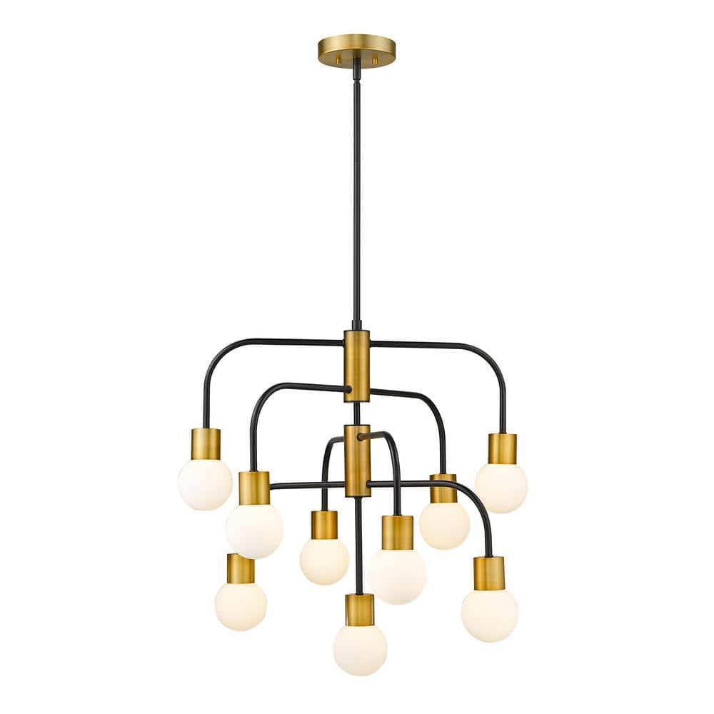 Z-Lite Neutra 9 - Light Chandelier in  Matte Black/Foundry Brass