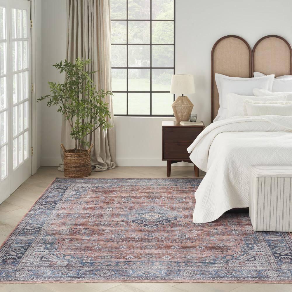 Nourison Washable Brilliance 5'3" x 7'3" Blue/Multi Vintage Indoor Rug
