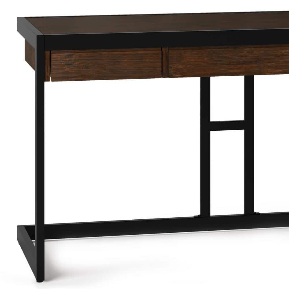Simpli Home Erina 48"W Solid Acacia Wood Small Desk, Industrial Style with Keyboard Tray and 2 Drawers