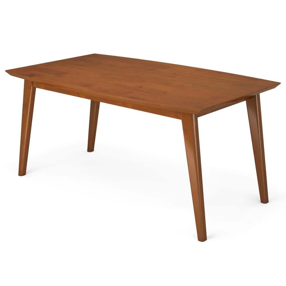 Simpli Home Draper 66"W Solid Wood Mid-Century Modern Rectangle Dining Table, Seats 6